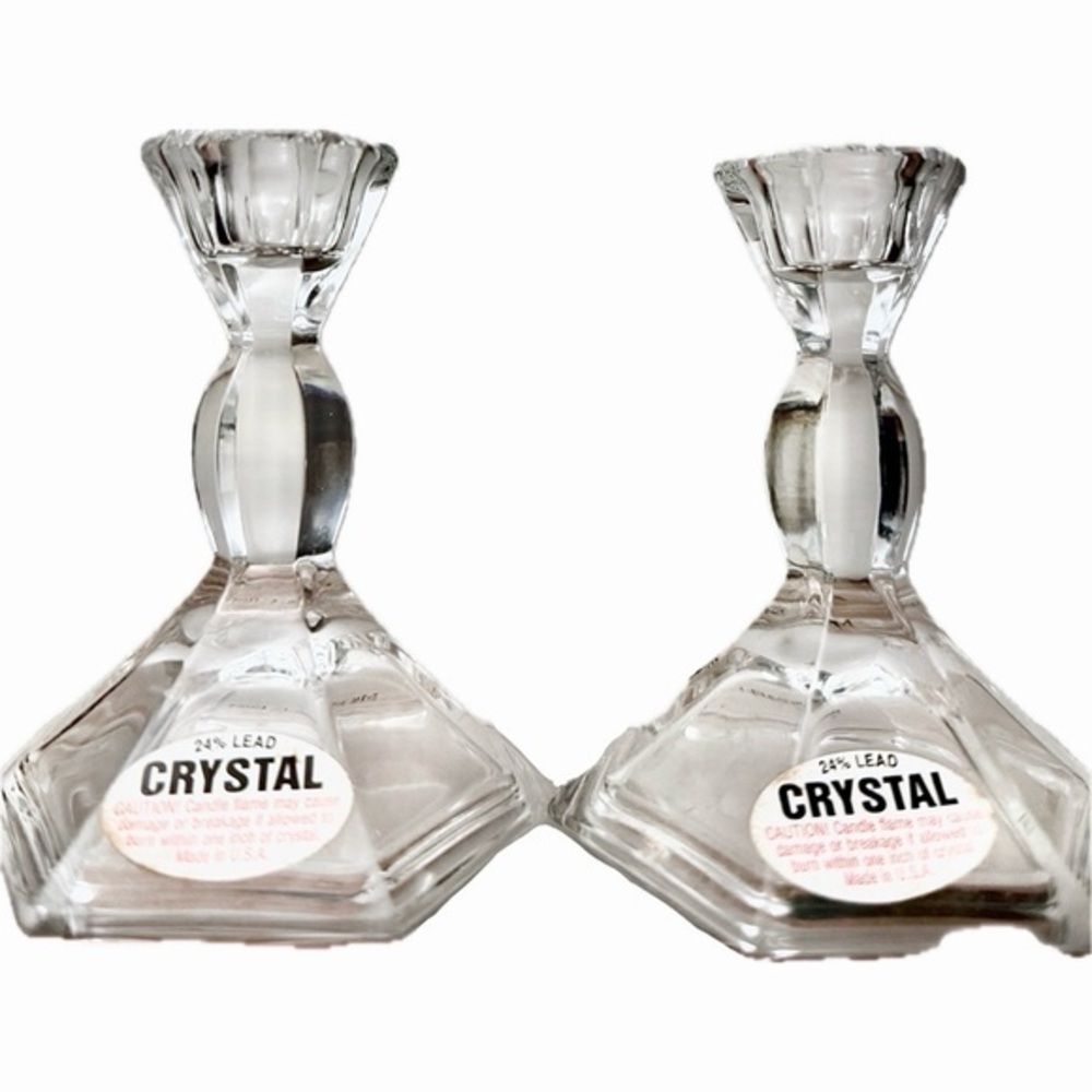 Vintage Crystal Taper Candle Holders Set of 2